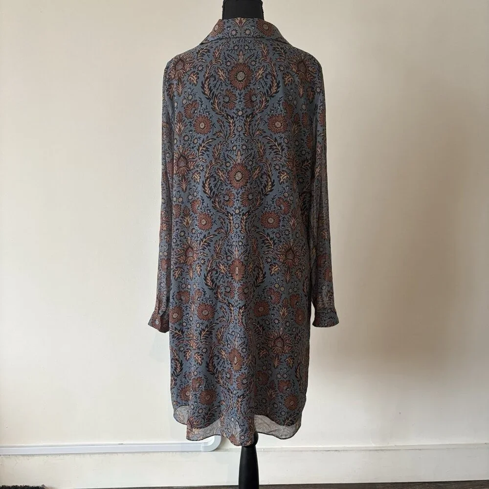 CABi Floral‎ Provincal Tunic Dress V-neck Long Sleeve Size Large Autumn Floral